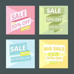 Flat design Sale social post with pastel color.