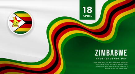 Banner illustration of Zimbabwe independence day celebration with text space. Vector illustration.