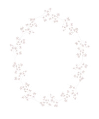 Hand drawn delicate floral frame, a wreath of pink small flowers