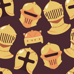 Knight helmets vector cartoon seamless pattern background for wallpaper, wrapping, packing, and backdrop.