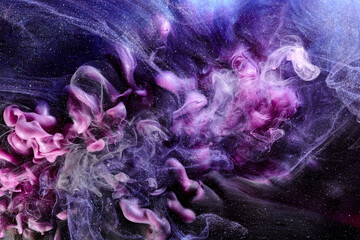 Multicolored contrast outer space abstract background, clouds of interstellar smoke in motion, cosmic swirl of paints © amixstudio