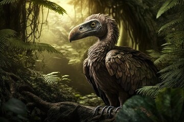 Obraz premium realistic photo of Dodo bird in the jungle, generative ai