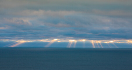 Sunrise at Myrtle Beach with beams of light