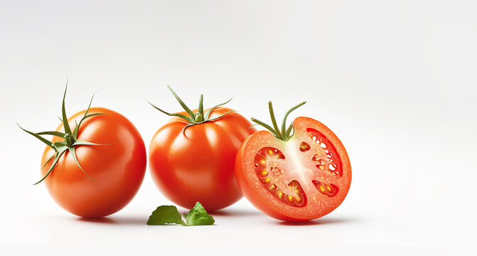 red tomatoes isolated on a white background,  Created using generative AI tools.