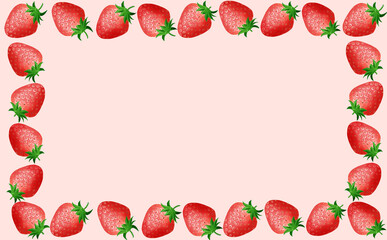 いちご・苺・イチゴのフレーム・大 ピンク背景 イラスト素材 色違い・差分あり