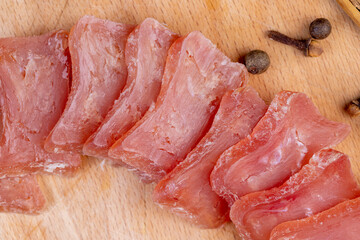 cured sausage made from high-quality chicken broiler fillet