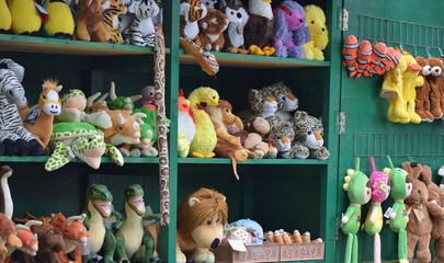 animal doll at market stall