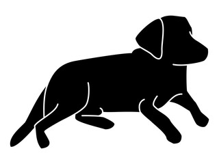 リラックスして寝そべるラブラドールレトリバー