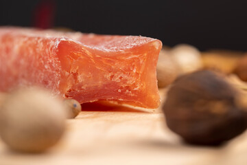 cured sausage made from high-quality chicken broiler fillet