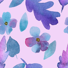 floral pink blue seamless pattern