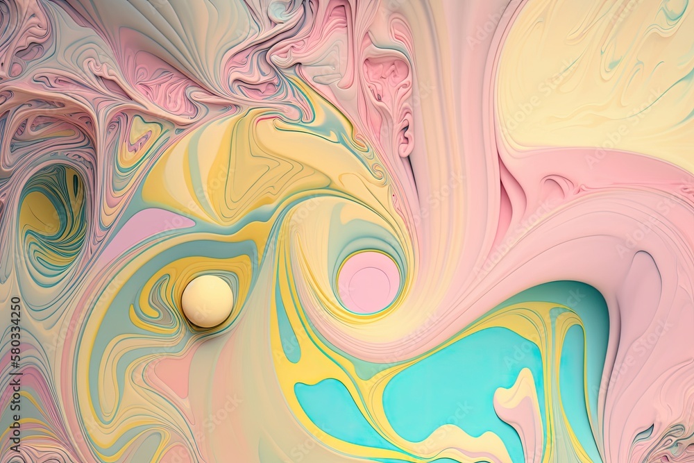 Poster digital marbling in pastel candy colors. abstract marble backdrop. suminagashi background with light