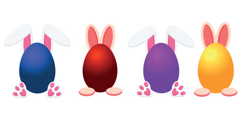 Happy Easter Card with Eggs, Rabbit ears sticking out of the egg.