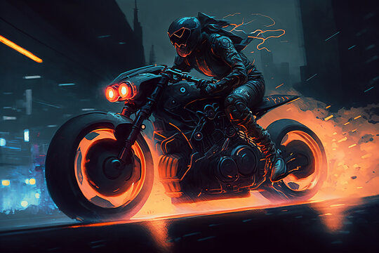 motoqueiro em a&ccedil;&atilde;o com moto em chamas 