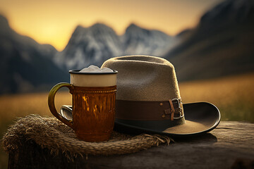  cerveja com chapéu de cowboy 