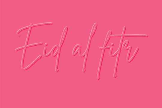 Pink Eid mubarak 3d editable text effect in neomorphic neomophisme emboss style