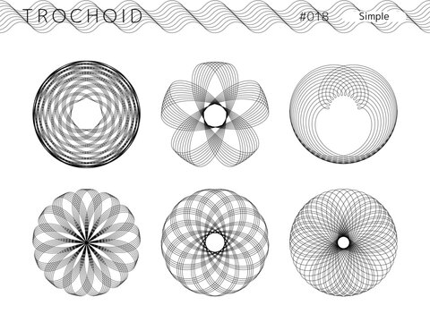 トロコイドのシンプルスタイルのデザインセット_018