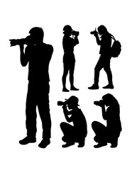 photographer with camera action pose silhouette
 - obrazy, fototapety, plakaty