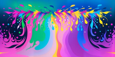 Fototapeta na wymiar Digital ink painting in 3d splash rainbow color tone. kiakiaa style. Ai generative technology vr ready, abstract splash pattern background. 3d illustration, 3d render