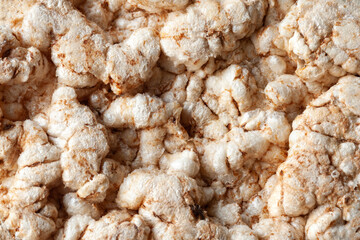 Crispbread texture. Macro image of rice crispbread. Healthly food