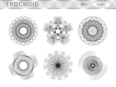 トロコイドのシンプルスタイルのデザインセット_027