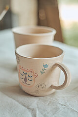 Cup potters are making in studio