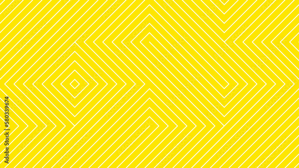 Poster Yellow background stripe chevron square line zigzag pattern seamless abstract vector design. Summer background.