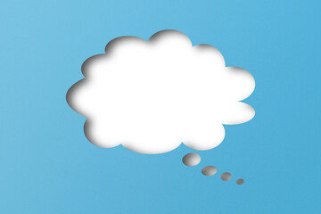 light blue paper cut out shape speech bubble transparent background
