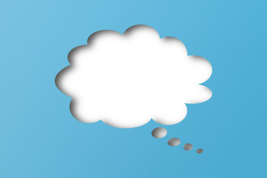 light blue paper cut out shape speech bubble transparent background