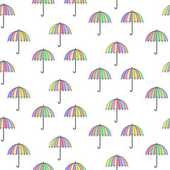 Colorful umbrellas, seamless pattern. Vector illustration.
