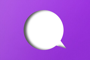 purple paper cut punch shape speech bubble transparent background