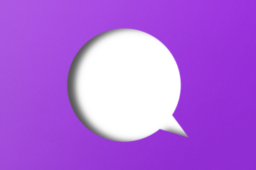 purple paper cut punch shape speech bubble transparent background