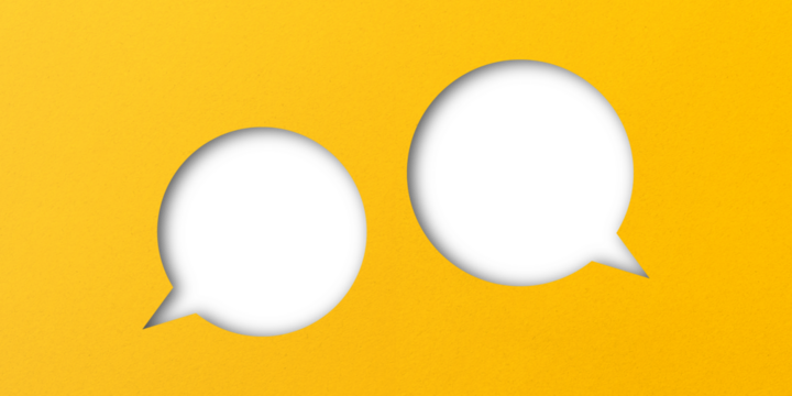 yellow paper cut out punched shape speech bubble transparent background