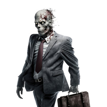 3D zombie business man created with generative AI