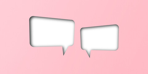 Pink paper cut out shape speech bubble transparent background