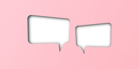 Pink paper cut out shape speech bubble transparent background