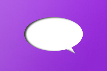 purple paper cut punch shape speech bubble transparent background