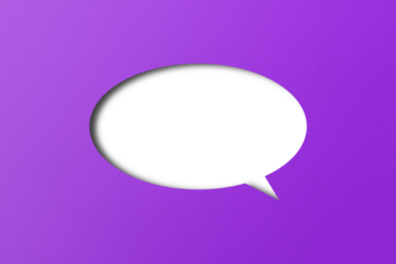 purple paper cut punch shape speech bubble transparent background