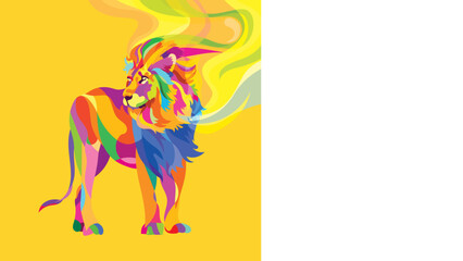 lion king with colorful pop art