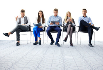 Business people waiting for job interview - obrazy, fototapety, plakaty