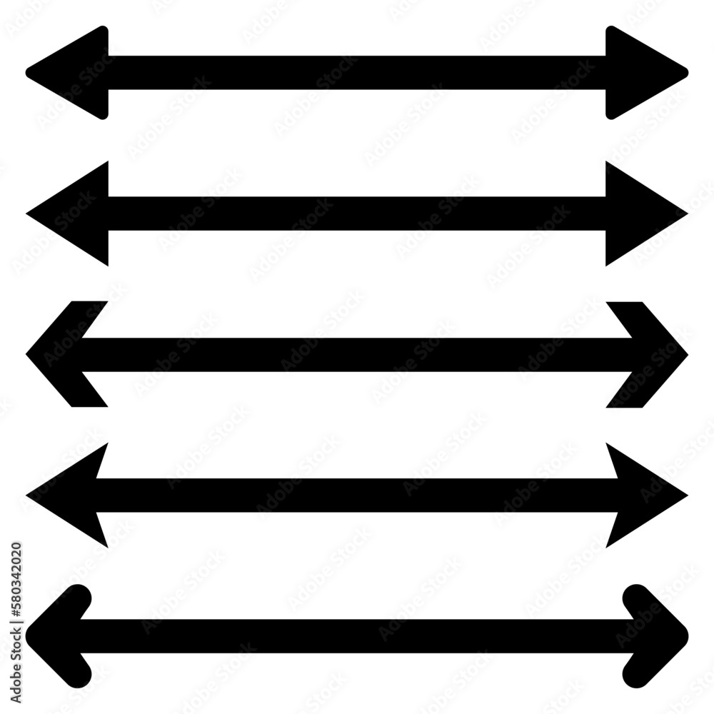 Poster set of long arrows vector icons. black horizontal double arrow. vector 10 eps.