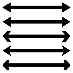 Set of long arrows vector icons. Black horizontal double arrow. Vector 10 Eps.