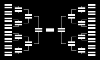 Tournament bracket blank on black background. Sport championship. Football or basketball tourney. Vector template.