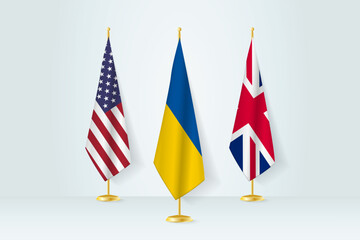 Meeting concept between Ukraine, United States, and United Kingdom.