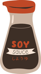 Doodle Soy Sauce Japanese Seasoning Bottle Illustration