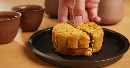 Traditional chinese moon cake for mid autumn festival