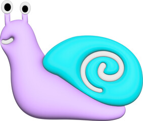 3d purple and turquioise snail