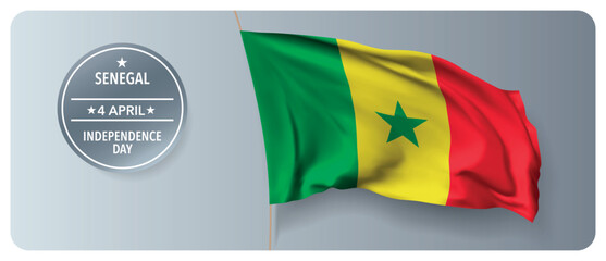 Senegal independence day vector banner, greeting card.