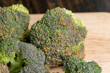 Green ripe broccoli in raw form