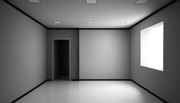 pièce vide avec une porte et une fenêtre, généré par IA
