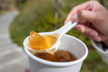 Taiwan famous dessert lemon aiyu jelly
